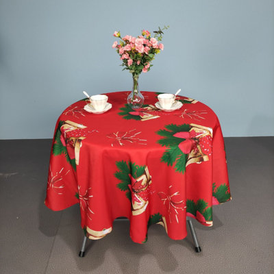 Neel Blue Polyester Xmas Design Tablecloth 70" from B&Q