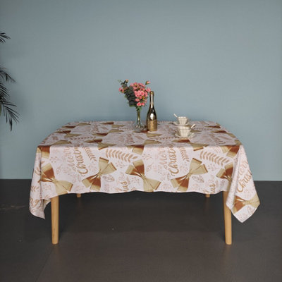 Neel Blue Floral Leaves Polyester Xmas Design Tablecloth 60" X 84" from B&Q