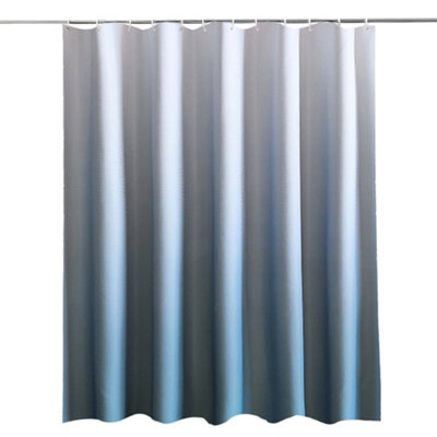 Neel Blue Gradient Shower Curtain Polyester Fabric Mould & Mildew Resistant With 12 Curtain Hook 180Cm X 200Cm from B&Q