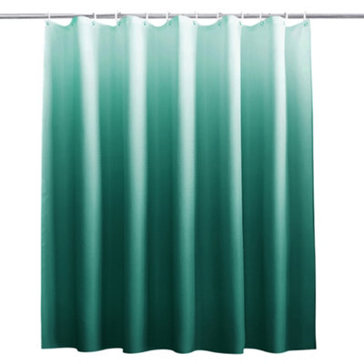 Neel Blue Polyester Gradient Shower Curtain Mould & Mildew  With 12 Curtain Hook  Bath Curtain 180 X 180Cm from B&Q