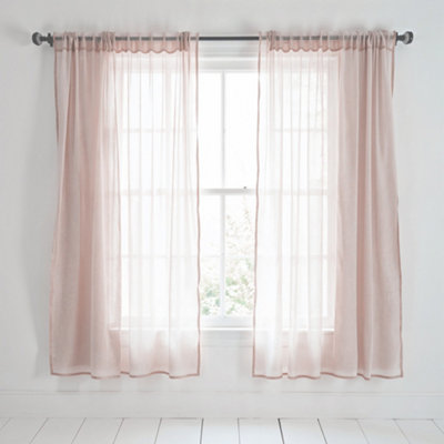 Neel Blue Voile Curtains Slot Top2 CurtainsCream56" Width X 54" Drop from B&Q