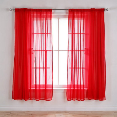 Neel Blue Voile Curtains Slot Top2 CurtainsRed56" Width X 54" Drop from B&Q