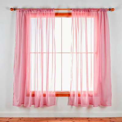 Neel Blue Voile Curtains Slot Top2 CurtainsRose56" Width X 54" Drop from B&Q