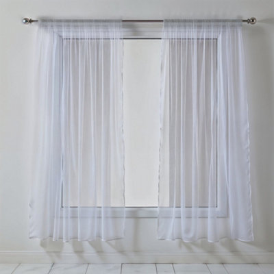 Neel Blue Voile Curtains Slot Top2 CurtainsWhite56" Width X 54" Drop from B&Q
