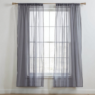 Neel Blue Voile Curtains Slot Top2 CurtainsGrey56" Width X 72" Drop from B&Q