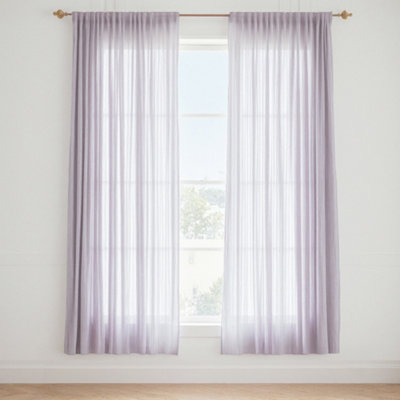 Neel Blue Voile Curtains Slot Top2 CurtainsSilver56" Width X 72" Drop from B&Q