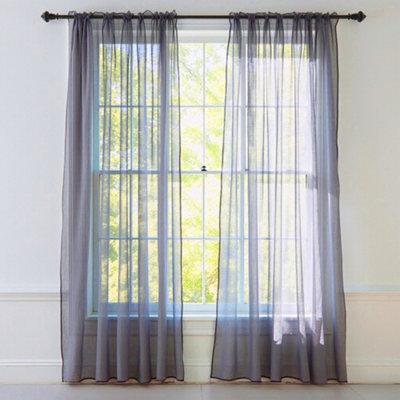 Neel Blue Voile Curtains Slot Top2 CurtainsGrey56" Width X 81" Drop from B&Q