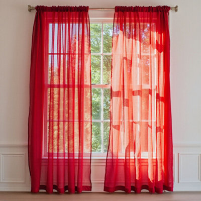 Neel Blue Voile Curtains Slot Top2 CurtainsRed56" Width X 81" Drop from B&Q