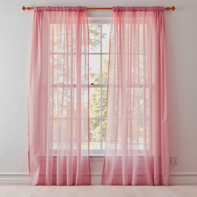 Neel Blue Voile Curtains Slot Top2 CurtainsRose56" Width X 81" Drop from B&Q