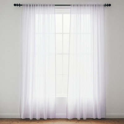 Neel Blue Voile Curtains Slot Top2 CurtainsWhite56" Width X 81" Drop from B&Q