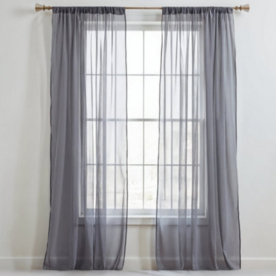 Neel Blue Voile Curtains Slot Top2 CurtainsGrey56" Width X 90" Drop from B&Q
