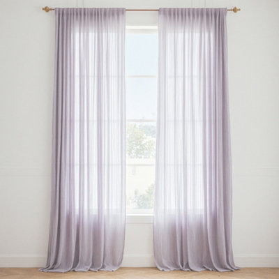 Neel Blue Voile Curtains Slot Top2 CurtainsSilver56" Width X 90" Drop from B&Q