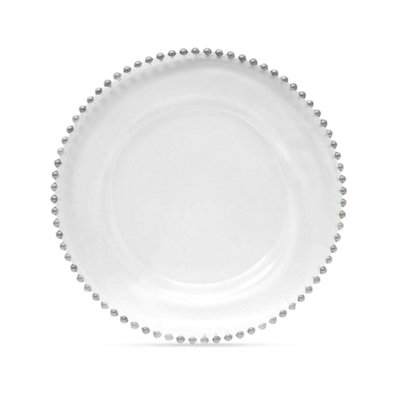 B&Q -  Charger Plates For Table DecorationClear With Silver Beads