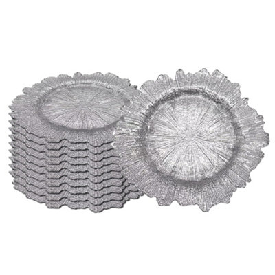 B&Q -  Charger Plates For Table DecorationVintage Design SilverPack Of 12