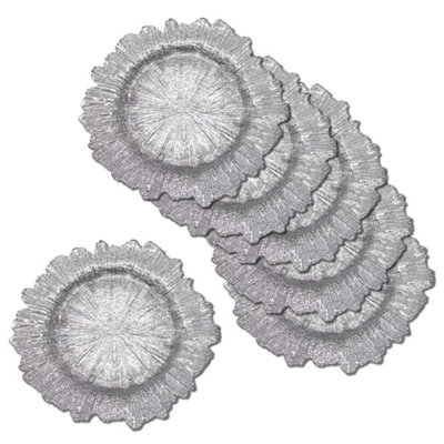 B&Q -  Charger Plates For Table DecorationVintage Design SilverPack Of 6