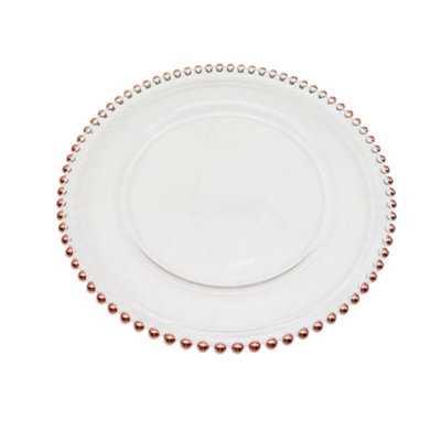 B&Q -  Charger Plates For Table DecorationClear With Rose Gold Beads