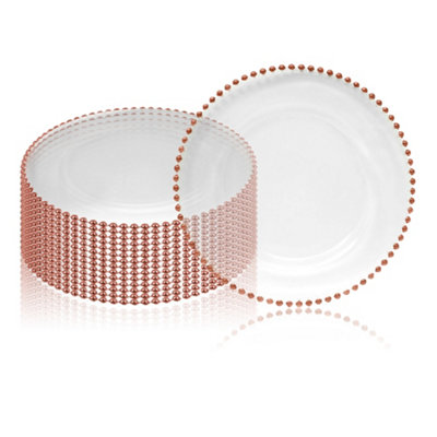 B&Q -  Charger Plates For Table DecorationClear With Rose Gold BeadsPack Of 12