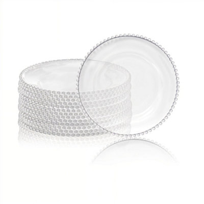 B&Q -  Charger Plates For Table DecorationClear With Clear BeadsPack Of 12