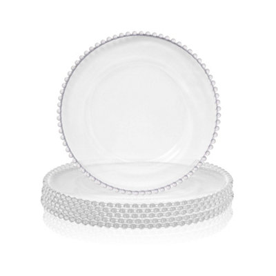 B&Q -  Charger Plates For Table DecorationClear With Clear BeadsPack Of 6