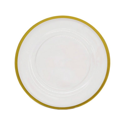 B&Q -  Charger Plates For Table DecorationGold Trim Pearl Flower