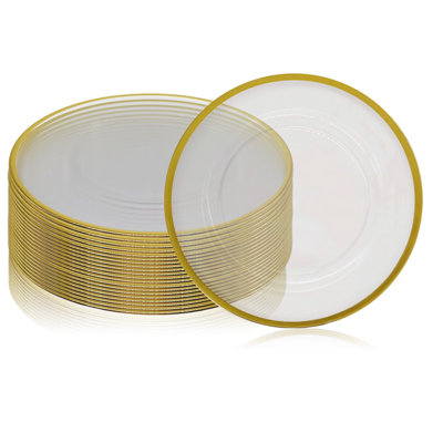 B&Q -  Charger Plates For Table DecorationGold Trim Pearl FlowerPack Of 12