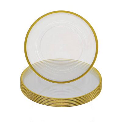 B&Q -  Charger Plates For Table DecorationGold Trim Pearl FlowerPack Of 6