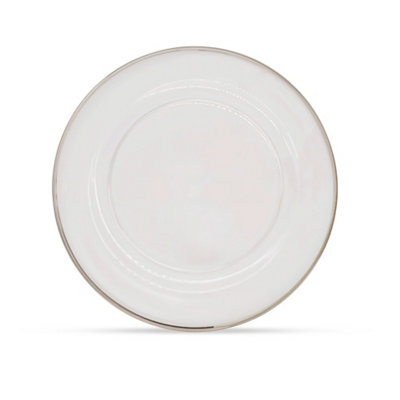 B&Q -  Charger Plates For Table DecorationSilver Trim Pearl Flower