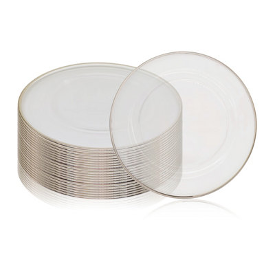 B&Q -  Charger Plates For Table DecorationSilver Trim Pearl FlowerPack Of 12