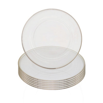 B&Q -  Charger Plates For Table DecorationSilver Trim Pearl FlowerPack Of 6