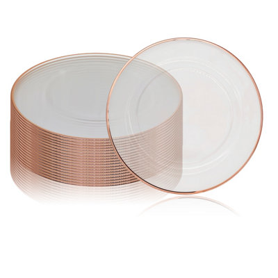 B&Q -  Charger Plates For Table DecorationRose Gold Trim Pearl FlowerPack Of 12