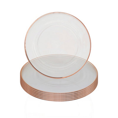 B&Q -  Charger Plates For Table DecorationRose Gold Trim Pearl FlowerPack Of 6