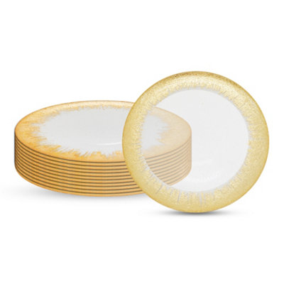 B&Q -  Charger Plates For Table DecorationClear Glass With Gold TrimPack Of 12