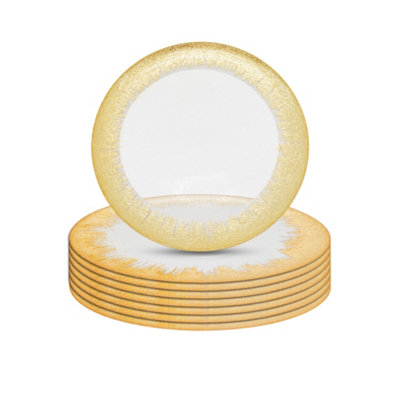 B&Q -  Charger Plates For Table DecorationClear Glass With Gold TrimPack Of 6