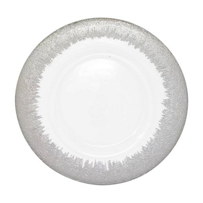 B&Q -  Charger Plates For Table DecorationClear Glass With Silver Trim