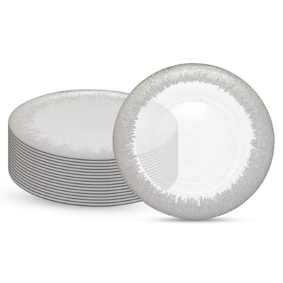 B&Q -  Charger Plates For Table DecorationClear Glass With Silver TrimPack Of 12