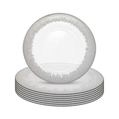 B&Q -  Charger Plates For Table DecorationClear Glass With Silver TrimPack Of 6