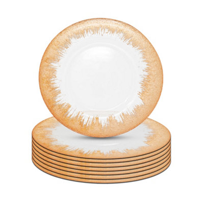 B&Q -  Charger Plates For Table DecorationClear Glass With Copper TrimPack Of 6