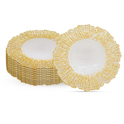 B&Q -  Charger Plates For Table DecorationGolden CrackledPack Of 12