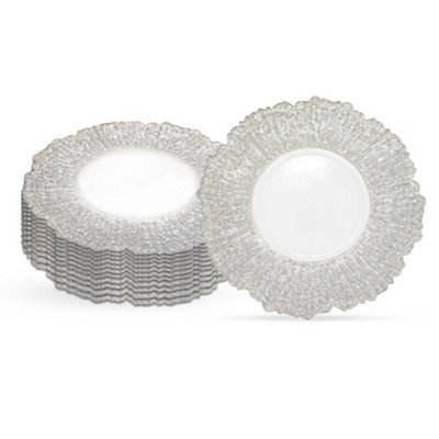 B&Q -  Charger Plates For Table DecorationSilver CrackledPack Of 12