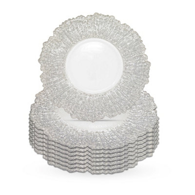 B&Q -  Charger Plates For Table DecorationSilver CrackledPack Of 6