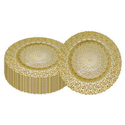 B&Q -  Charger Plates For Table DecorationGold Peacock DesignPack Of 12