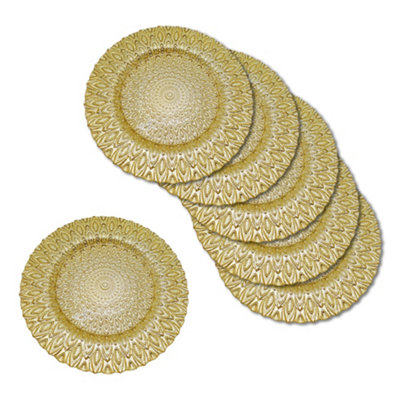B&Q -  Charger Plates For Table DecorationGold Peacock DesignPack Of 6