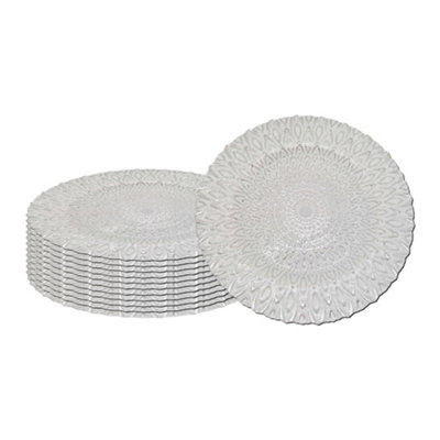 B&Q -  Charger Plates For Table DecorationSilver Peacock DesignPack Of 12