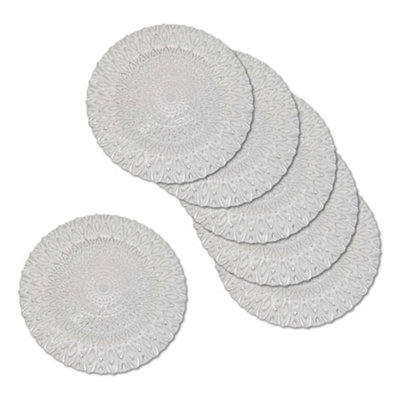 B&Q -  Charger Plates For Table DecorationSilver Peacock DesignPack Of 6