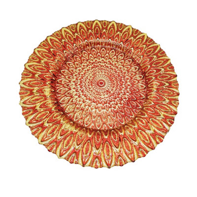 B&Q -  Charger Plates For Table DecorationRed Peacock Design