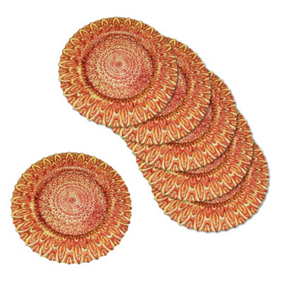 B&Q -  Charger Plates For Table DecorationRed Peacock DesignPack Of 6