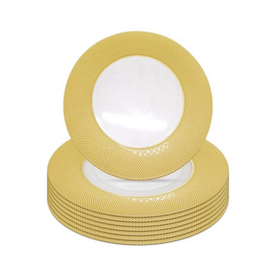 B&Q -  Charger Plates For Table DecorationCheckered GoldPack Of 6