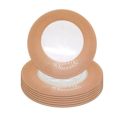 B&Q -  Charger Plates For Table DecorationCheckered Rose GoldPack Of 6