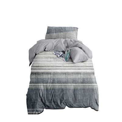 Neel Blue Single Printed Duvet Cover Matching Pillow CaseGrey & Blue from B&Q