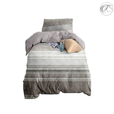 Neel Blue Single Printed Duvet Cover Matching Pillow CaseGrey from B&Q